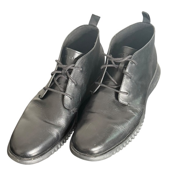 Cole Haan Men's 2.ZEROGRAND Chukka Boots Black Leather Lace Up‎ Size 11.5 C26198 - Picture 1 of 15